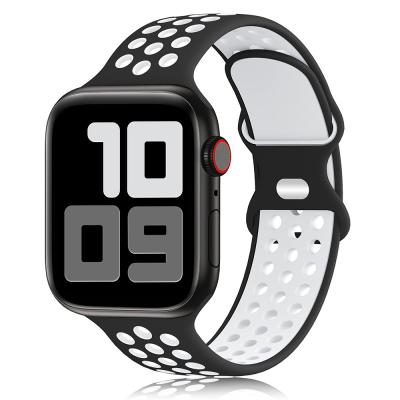 China 2021 Strap For Apple Watch Sport Strap For Apple Watch Band Se 6 5 7 4 3 2 1 38/40/42/44mm Silicone Belt Breathable Strap To iWatch Watch Band 41/45mm for sale