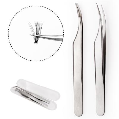 China Eyelash Tweezers Stainless Steel Elbow Clip Eyelash Camellia Flower Anti-static Straight Head Hair Clip for sale