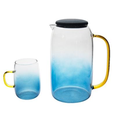 China 1600ml Viable Glass Jug with Lid Heat Resistant Water Jug for Hot/Cold Water, Ice Tea and Juice Beverage for sale