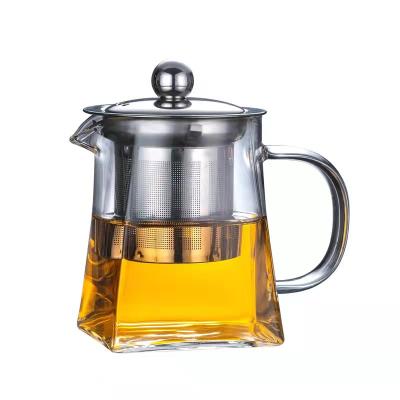 China High Sustainable Transparent Borosilicate Teapot Heat Resistant Glass Teapot With Lid for sale