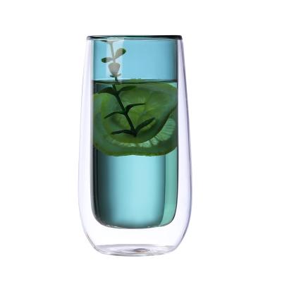 China Contemporary Custom Water Drinking Double Wall Clear Borosilicate Glass Coffee Mugs for sale