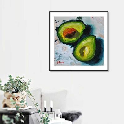 China 100% Handmade Waterproof Art Theme Avocado Fruit on Canvas Oil for sale