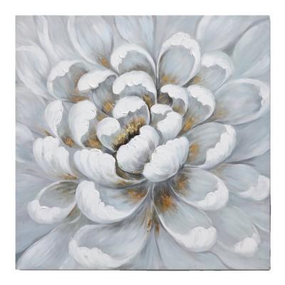 China Hand Painted Modern Environmental Materials White Flower Paintings On Canvas For Home Ministry Restaurant Hotel Decor for sale