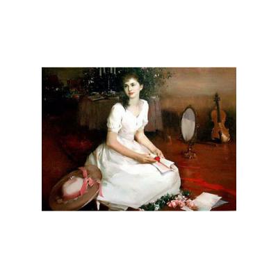 China Classic beautiful girl character hotel bar classic oil painting used for decoration for sale