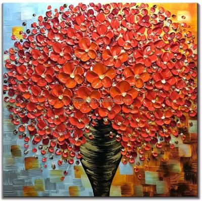 China Waterproof Custom Hot Selling Modern Abstract Palette Knife Painting Red Flower for sale