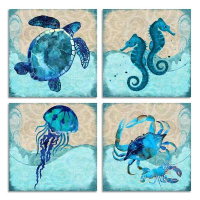 China Modern Framed Animal Picture Art Work Custom Canvas Printing Ocean Theme Sea Turtles for sale