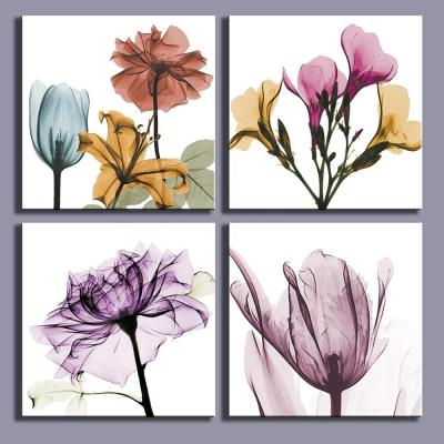 China High Quality Modern Cotton Canvas Digital Printing Purple Tulip Flower Picture Bathroom Wall Art for sale