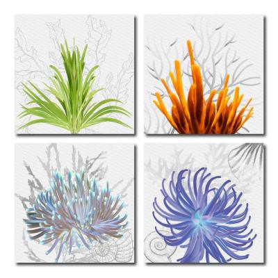 China Modern Modern Wall Art Sea Coral Canvas Print Paintings For Bedroom Decor 4 Pieces for sale