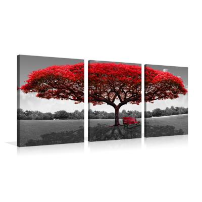 China Modern Home Decoration Modern Colorful Tree Of Life 3 Piece Art Canvas Oil Painting for sale