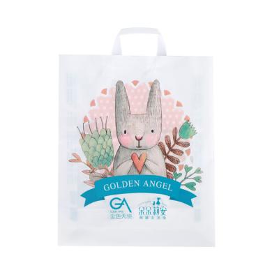 China Moisture Proof Wholesale Promotional Shopping Carrier Bag Soft-Buckle Handle Plastic Biodegradable Plastic Bag for sale