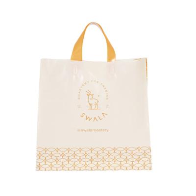 China Factory Price Gift Handle Recyclable Moisture Proof Waterproof Recyclable Cute Thick Plastic Bag With Logo for sale