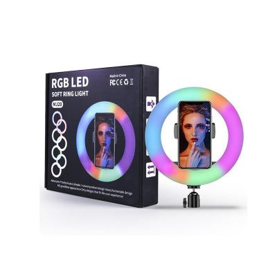 China Mini 10 inch RGB led soft live show circle lamp RGB makeup selfie led ring light with tripod stand for sale