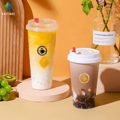 China Disposable custom plastic DOUBLE WALL pp bubble tea cup milk tea ice coffee 24oz 700ml plastic cup with lids pop out pp boba cups 500ML for sale