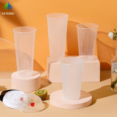 China Wholesale Custom Printing DOUBLE WALL Juice/Bubble Milk Tea Cups With Logo 16oz Transparent Plastic PET Cups for sale