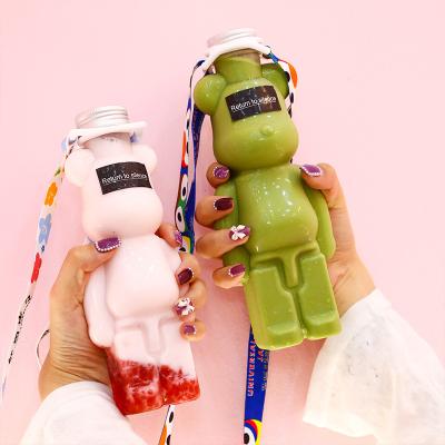 China Creative Disposable Creative Disposable Beverage Cup Food Grade Bottle Transparent Customizable Beverage Bottles Bear Shaped Milk Juice Bottle Tea for sale