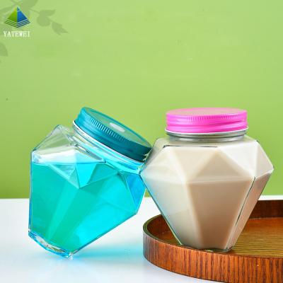 China Suitable Logo Printing 300ml 500ml Juice Square Boba Milk Tea Custom Cold Bottle With Plastic Visible Cap for sale