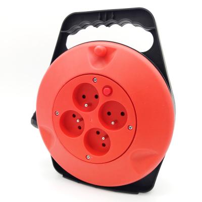 China Residential/Multi-Purpose European Type Extension Cord With Retractable Switch Cable Reel 10m Round Extension Retractable Plug Mini Cable Reel 3phase for sale