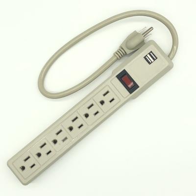 China High Quality Residential / General Purpose ETL Listed America Extension Power Socket 6 Outlets With Switch With USB for sale