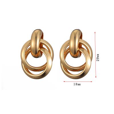 China CLASSIC high quality 18k gold plated alloy earring jewelry luxury gold circle earrings for women for sale