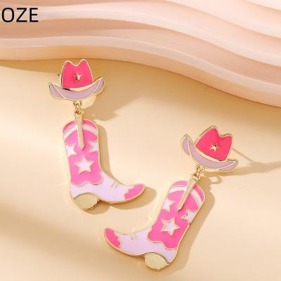 China CLASSIC Pink Cowboy Earrings For Women by Hat Earring Western Texas Earrings Pink Cowboy Cowboy Boots for sale