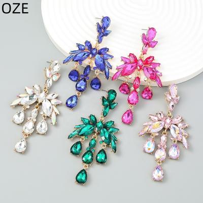 China Big Large Exaggerated TRENDY Rhinestone Flower Earrings For Women's Fashion Diamond Stud Earrings Jewelry 2023 for sale