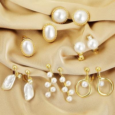 China Wholesale pearl ear clip high sense temperament ear bone clip CLASSIC baroque pearl earrings female without ear hole for sale