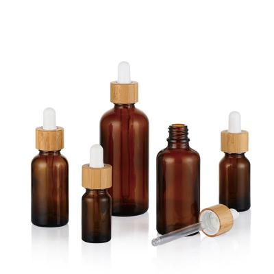 China Cosmetic Bamboo Glass Bottle 30ml Dropper Bottle Glass Bottle for sale