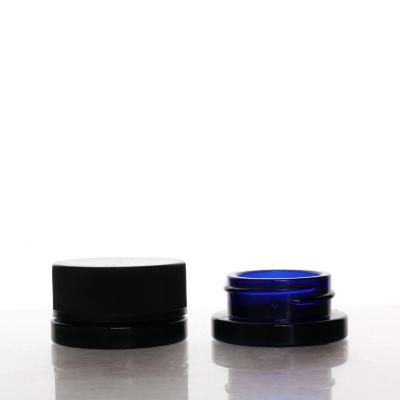 China Glass jar in stock 5ml 9ml black uv cbd concentrate small jar eye cream cosmetic container with cap child safe smooth/ribbed black for sale