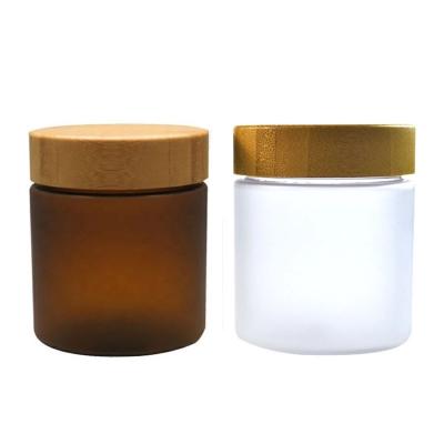 China Plastic Jar 150ml 250g 250ml 8oz 500ml Frosted Clear PET Plastic Cosmetic Cream Jar With Bamboo Lids for sale