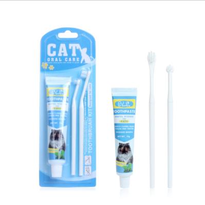 China Viable High Quality Wholesale Plastic Small Finger Pet Cat Toothbrush Set With Toothpaste for sale