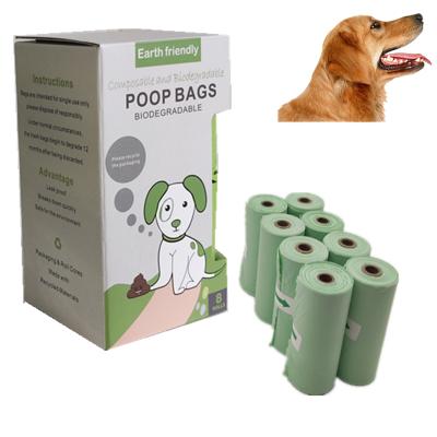 China 2021 Sustainable Hot Selling Product Pet Poop Waste Bag 8 Roll Boxed Compostable Biodegradable Dog Poop Bag Cat Poop Bag for sale