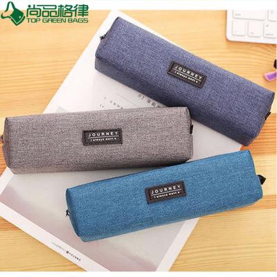 China Popular Simple Custom Zipper Polyester Stationery Bags Pencil Case School Students Pen Pencil Case for sale