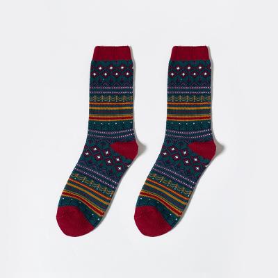 China New Hot Selling Nordic Pattern Multicolor Fancy Colorful Warm QUICK DRY Winter Thick Yarn Combed Cotton Socks For Ladies for sale