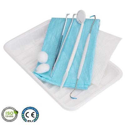 Китай Mirror Probe Dental Hygiene Kit Tweeze Bib Tray Etc dentist kits Dental instrument Kit продается