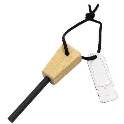 China Ferrocerium GI Bushcraft Survival Firesteel Ferro Rod Flint Fire Starter Wood Handle With Striker Camping Emergency Equipment for sale