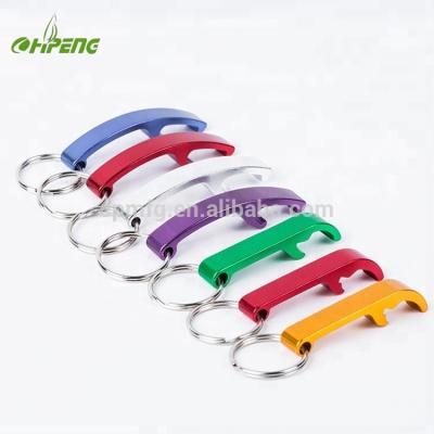 China Viable Promotional Color 2 PCS 8.5g Ring Aluminum Arc Design Accepted Pantone Key Chain Opener Key Chain Aluminum Alloy Bottle Opener for sale