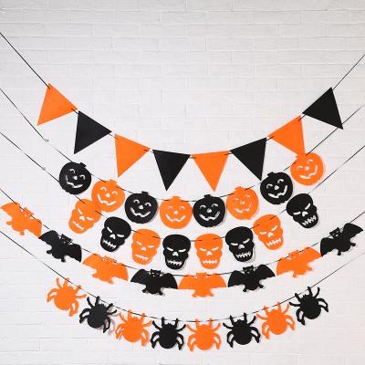 China Wholesale Price Halloween Festival Party Safe Venue Decoration Props Non-woven Triangular Flag Halloween Pennant for sale