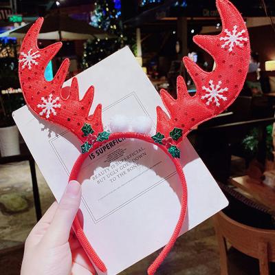 China Safe Hot Selling Adult Party Props Decoration Kids Cute Felt Cartoon Deer Antler Custom Shape Christmas Headband for sale