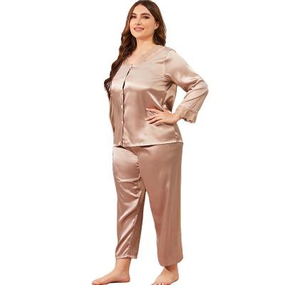 China Wholesale Plus Size Summer QUICK DRY Pajamas Ladies Lace Up Sexy V Neck Long Sleeve Cardigan Suit for sale