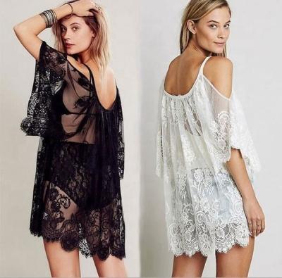 China Design anti-shrink sexy shorts sheath new fashion lace women blouse in white black color for sale