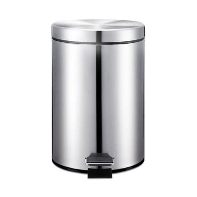 China Small Sustainable Pedal Trash Can Hotel Brushed Stainless Steel Trash Can 3L 5L Plastic Base Non-slip Double Layer for sale