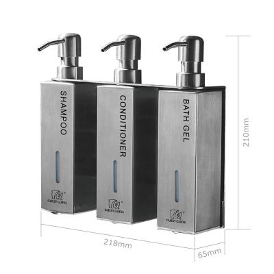 China High Quality 304 Stainless Steel Hotel Double Soap Dispenser Wall Mounted Liquid Soap Dispenser for sale