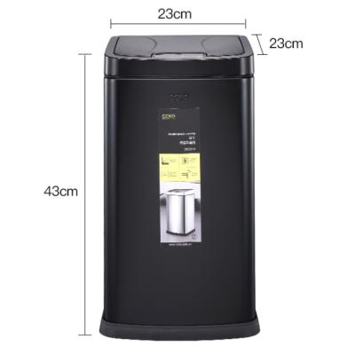 China Matt Sensor Trash Can Stainless Steel Sustainable 12L Black 12L Automatic Bin Sensored Trash Can for sale