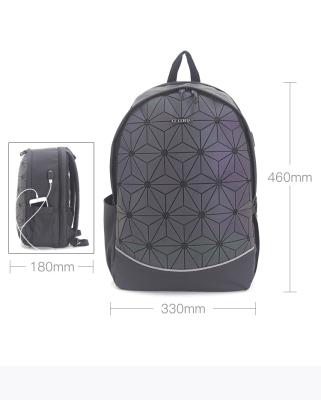 China Customized Anti-theft Reflective Geometry Luminous USB Port Travel Large Capacity Notebook Laptop Backpack Outdoor Bag Waterproof For Men for sale