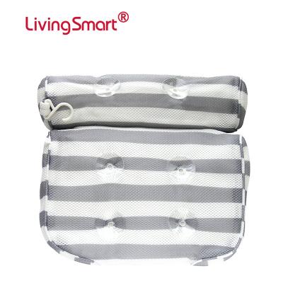 China Factory Price 3D Mesh Striped Bathtub Pillow Massage Viable Living Smart Bath Pillow for sale