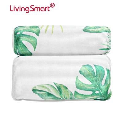 China Sustainable Comfortable And Soft Green Sheet PVC Foam Bath Pillow Headrest Large Sucker With Suction Cups for sale