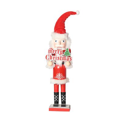 China 45CM Small Giant Wooden Puppet Tin Christmas Crafts Nutcracker Statues for sale