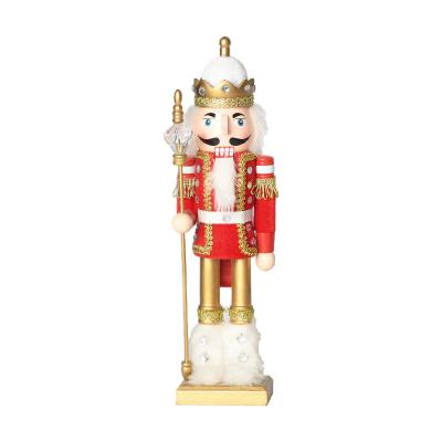 China Cartoon Wood Puppet Home Decoration Custom 38CM Makers Wooden Nutcracker For Christmas for sale