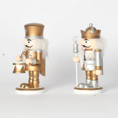 China Custom Wooden Craft 16Cm Nutcracker Figure Puppet Christmas Wooden Shop Decorations for sale