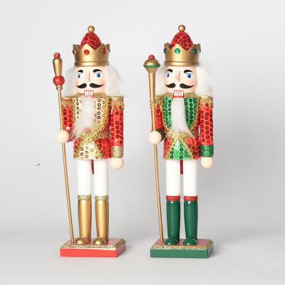 China 30CM Wooden Decorative Christmas Gifts Window Display Gifts Ornaments Glitter Nutcracker for sale